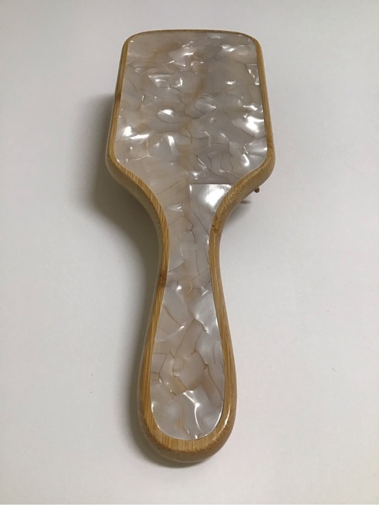 Pearlessence Accessories - BAMBOO Paddle Hair Brush Wood MOTHER OF PEARL Bath Vanity Pearlessence Luxe NEW